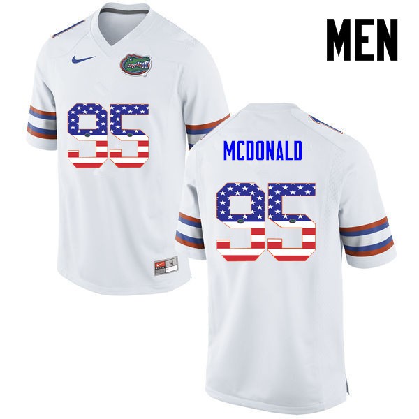 Florida Gators Men #95 Ray McDonald College Football USA Flag Fashion White